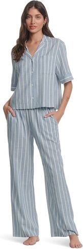 Eberjey Women's Nautico Relaxed Short Sleeve Pants Pajama Set in Kuwait