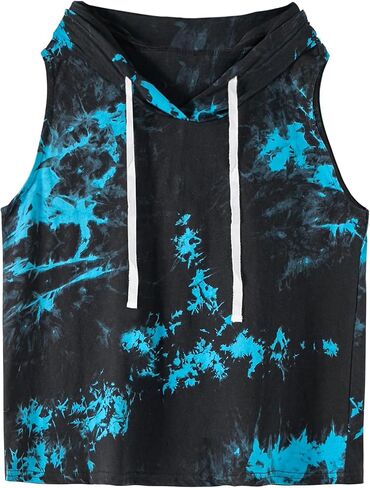 Remidoo Women Sleeveless Hoodie Workout Tie Dye Tank Tops Gym Athletic Activewear in Kuwait