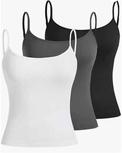 Women's Sleeveless Crop Camisole 3 Packs Spaghetti Strap Tank Tops Slim Fit Cami Shirts in Kuwait