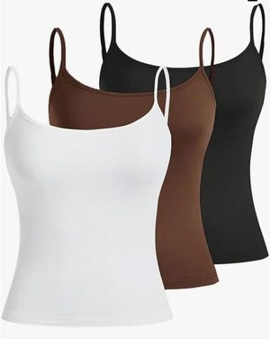 Women's Sleeveless Crop Camisole 3 Packs Spaghetti Strap Tank Tops Slim Fit Cami Shirts in Kuwait