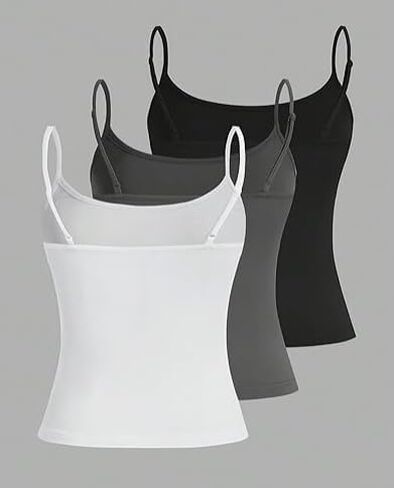 Women's Sleeveless Crop Camisole 3 Packs Spaghetti Strap Tank Tops Slim Fit Cami Shirts in Kuwait