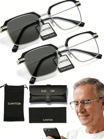 Frameless Smart Zoom Reading Glasses for Men & Women, Auto Focus Distance Near Progressive Multi-focus HD Vision in Kuwait