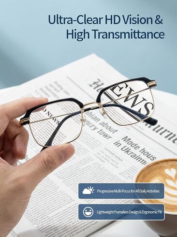 Frameless Smart Zoom Reading Glasses for Men & Women, Auto Focus Distance Near Progressive Multi-focus HD Vision in Kuwait