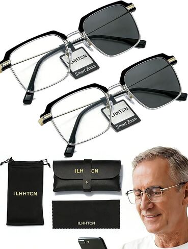 Frameless Smart Zoom Reading Glasses for Men & Women, Auto Focus Distance Near Progressive Multi-focus HD Vision in Kuwait