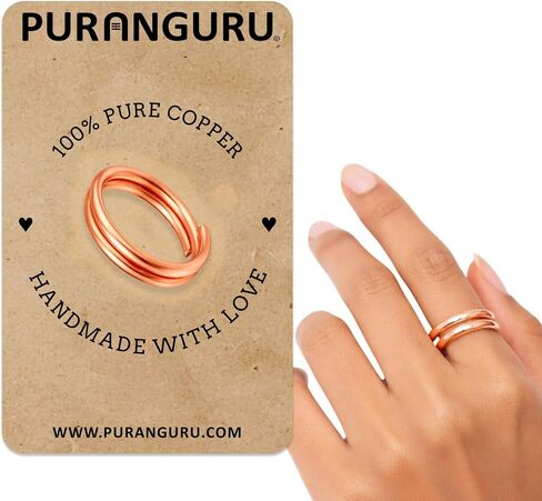 Pure Copper Spiral Ring | Adjustable Size | Tibetan Wellness Healing Wrap Ring | Hand Forged Open Band Finger Ring | Solid Copper Rings for Arthritis | Unisex Medicine Rings for Men & Women in Saudi Arabia