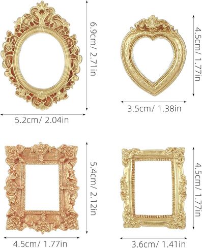 24pcs Vintage Resin Picture Frame - Mini Antique Photo Holder - DIY Picture Frames Dollhouse Display Holder for Mini Gallery Wall Art in Kuwait