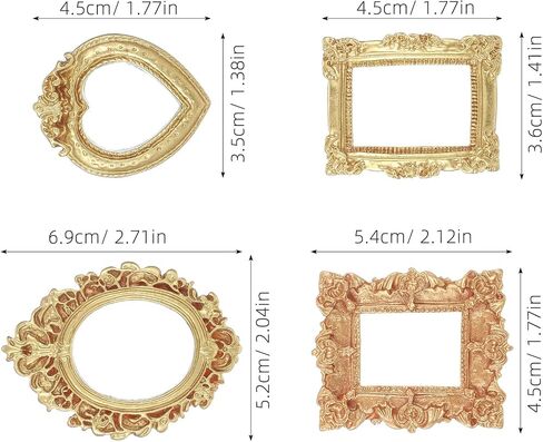 24pcs Vintage Resin Picture Frame - Mini Antique Photo Holder - DIY Picture Frames Dollhouse Display Holder for Mini Gallery Wall Art in Kuwait