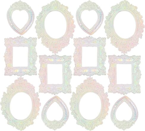 15pcs Mini Photo Frames - Retro Baroque Style Resin Tiny Picture Frames for DIY Crafts Mobile Phone Case Decoration - Muti Shapes for Wall Hanging in Kuwait