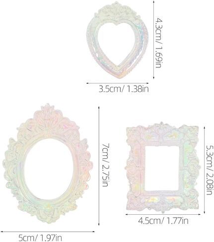 15pcs Mini Photo Frames - Retro Baroque Style Resin Tiny Picture Frames for DIY Crafts Mobile Phone Case Decoration - Muti Shapes for Wall Hanging in Kuwait