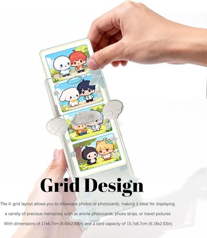 2 Pieces Angel Wings Photocard Holder Keychain | 4-Grid Picture Frame with Protective Sleeves | Clear Acrylic Photo Display for K-pop, and Travel Photos | Portable and Decorative in Kuwait