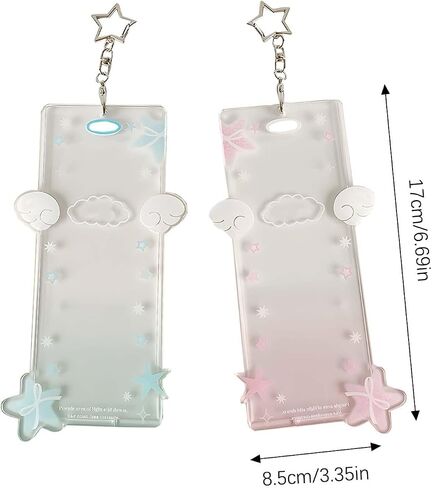 2 Pieces Angel Wings Photocard Holder Keychain | 4-Grid Picture Frame with Protective Sleeves | Clear Acrylic Photo Display for K-pop, and Travel Photos | Portable and Decorative in Kuwait