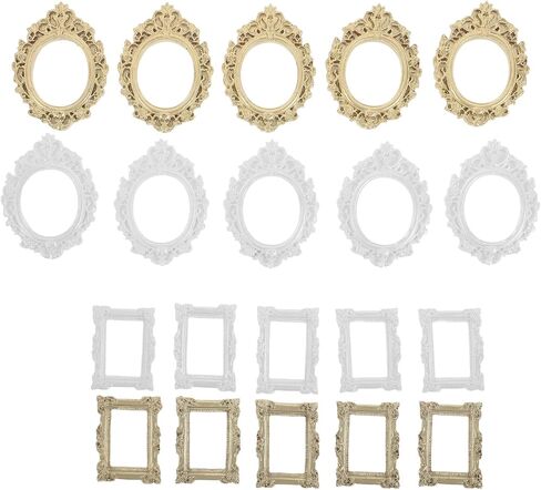 20pcs Mini Vintage Picture Frames for Phone Case Decoration - golden and Silver Plastic DIY Tiny Photo Frame for Wall Collage Crafts in Kuwait
