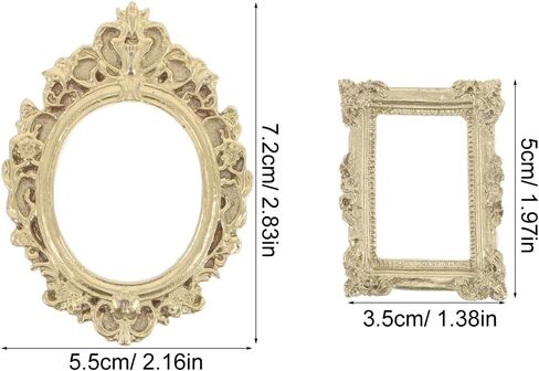 20pcs Mini Vintage Picture Frames for Phone Case Decoration - golden and Silver Plastic DIY Tiny Photo Frame for Wall Collage Crafts in Kuwait