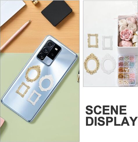 20pcs Mini Vintage Picture Frames for Phone Case Decoration - golden and Silver Plastic DIY Tiny Photo Frame for Wall Collage Crafts in Kuwait