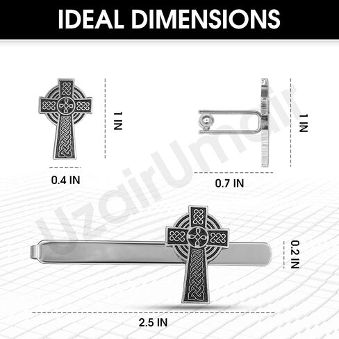 Celtic Cross Cufflinks and Tie Clip Set, Religious Theme, Gift for Military, Birthday in Saudi Arabia