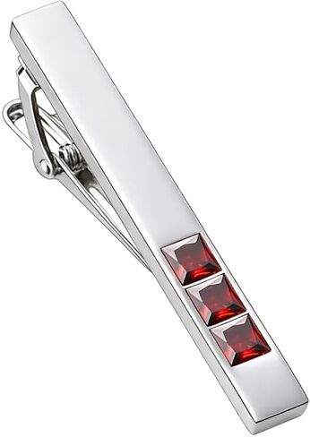 Silver Tie Clips for Men with Crystal, 2.36 Inch Tie Clip Tie Bar Tie Pins for Standard Ties, Silver Men's Tie Clip Tie Clasps Unique Men's Accessories Gifts for Business, Weddings, Formal Events in Kuwait