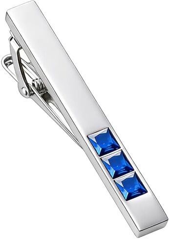 Silver Tie Clips for Men with Crystal, 2.36 Inch Tie Clip Tie Bar Tie Pins for Standard Ties, Silver Men's Tie Clip Tie Clasps Unique Men's Accessories Gifts for Business, Weddings, Formal Events in Kuwait