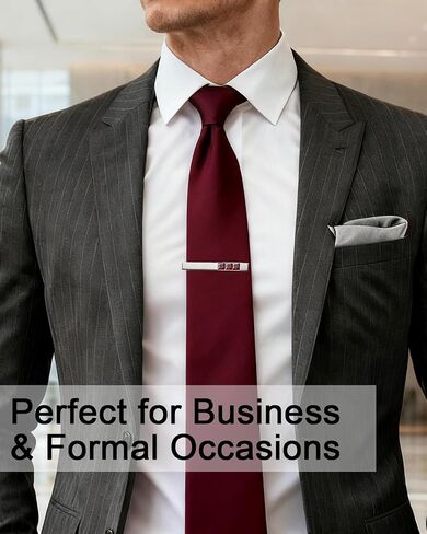 Silver Tie Clips for Men with Crystal, 2.36 Inch Tie Clip Tie Bar Tie Pins for Standard Ties, Silver Men's Tie Clip Tie Clasps Unique Men's Accessories Gifts for Business, Weddings, Formal Events in Kuwait