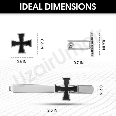 Knights Templar Cross Cuff Links and Tie Clip Set, Religious Theme, for Birthdays, Ceremonies, and Military Events in Saudi Arabia