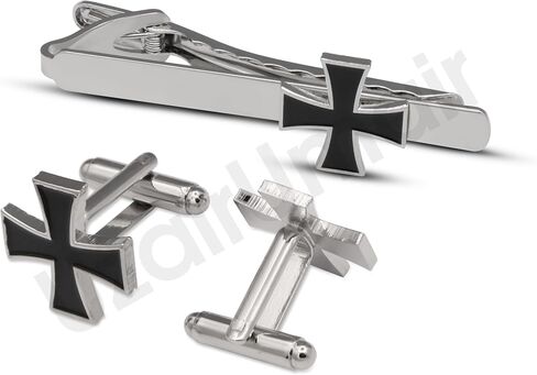 Knights Templar Cross Cuff Links and Tie Clip Set, Religious Theme, for Birthdays, Ceremonies, and Military Events in Saudi Arabia