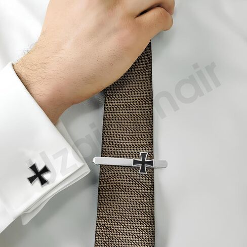 Knights Templar Cross Cuff Links and Tie Clip Set, Religious Theme, for Birthdays, Ceremonies, and Military Events in Saudi Arabia