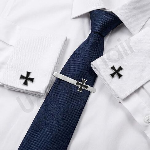 Knights Templar Cross Cuff Links and Tie Clip Set, Religious Theme, for Birthdays, Ceremonies, and Military Events in Saudi Arabia