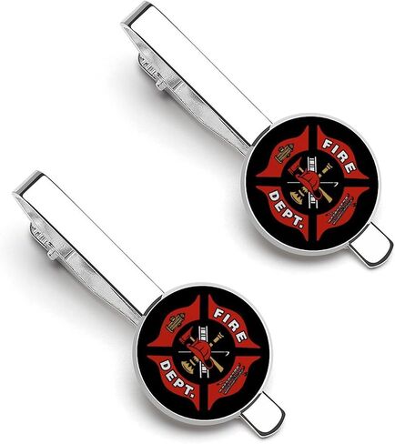 Firefighter Fire DEPT.Logo Rescue Pattern 2 Pcs 2.2 Inch Tie Clips for Men's Fashion Accessories Wedding Business Wearing Jewelry Gifts for Him Birthday Anniversary in Saudi Arabia