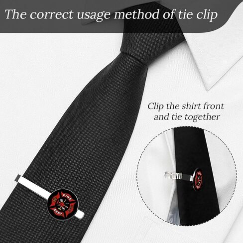 Firefighter Fire DEPT.Logo Rescue Pattern 2 Pcs 2.2 Inch Tie Clips for Men's Fashion Accessories Wedding Business Wearing Jewelry Gifts for Him Birthday Anniversary in Saudi Arabia