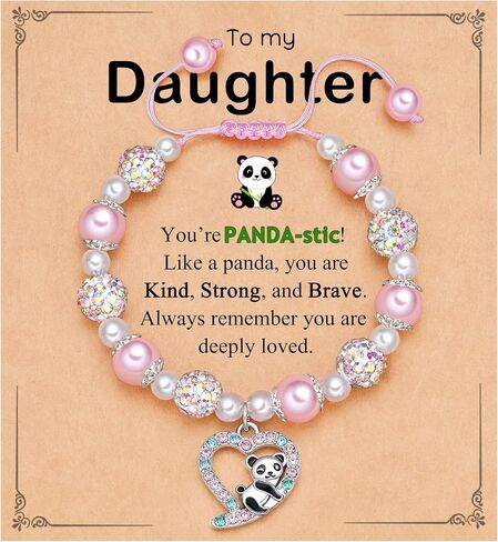 You're Panda-stic! Rainbow CZ Panda Bracelets Cute Jewelry for Daughter Niece Granddaughter on Birthday Valentines Day Christmas in Kuwait