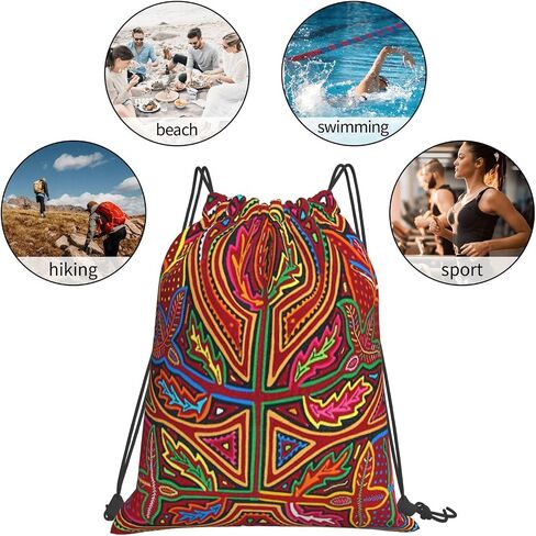Mola De Panama Drawstring Backpack Sport Gym Bag Sack Drawstring Bag String Bag For Yoga Swimming For Men Women in Saudi Arabia