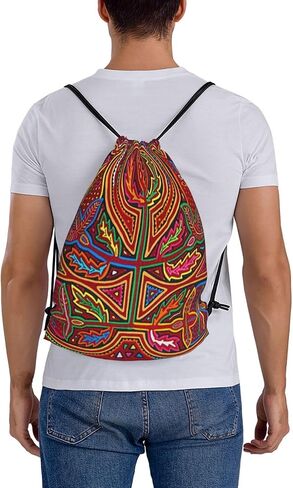 Mola De Panama Drawstring Backpack Sport Gym Bag Sack Drawstring Bag String Bag For Yoga Swimming For Men Women in Saudi Arabia