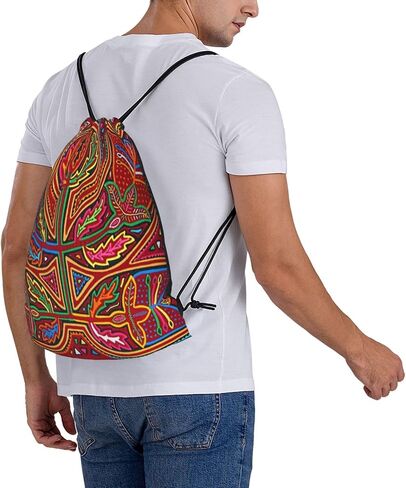 Mola De Panama Drawstring Backpack Sport Gym Bag Sack Drawstring Bag String Bag For Yoga Swimming For Men Women in Saudi Arabia