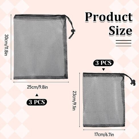 6 Pcs Mesh Drawstring Bag, Golf Ball Bag Nylon Mesh Storage Bags Sports Equipment Organizer Sack for Collecting Half Balls, Tennis, Toys, Beach, Travel in Kuwait