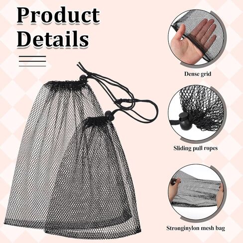 6 Pcs Mesh Drawstring Bag, Golf Ball Bag Nylon Mesh Storage Bags Sports Equipment Organizer Sack for Collecting Half Balls, Tennis, Toys, Beach, Travel in Kuwait