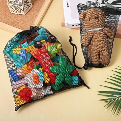 6 Pcs Mesh Drawstring Bag, Golf Ball Bag Nylon Mesh Storage Bags Sports Equipment Organizer Sack for Collecting Half Balls, Tennis, Toys, Beach, Travel in Kuwait
