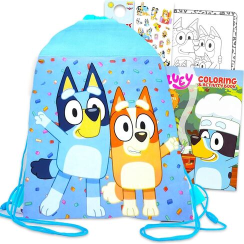 Bluey Travel Bag Activity Kit Bundle - Travel Set with Drawstring Plus Coloring Book, Stickers, More | Bluey and Bingo Travel Set for Kids, Boys, Girls in Saudi Arabia