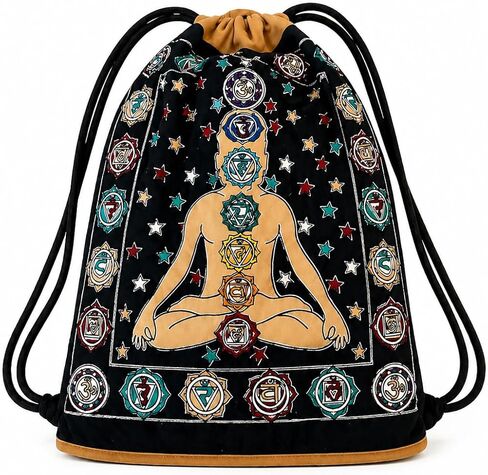 7 Chakra Drawstring Backpack – Yoga Meditation Bag, Spiritual Boho Gym Sack, Chakra Alignment Backpack, Lightweight Travel Yoga Bag for Women in Kuwait