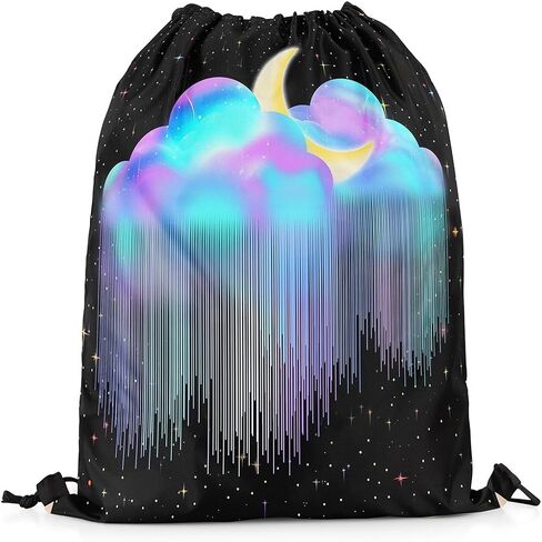 Lightning Drawstring Backpack 13"x16" Neon Light Lightning Print String Bag Sports Sackpack Cool Simple Modern Blue Lines Drawstring Bag for Adults Men Women in Kuwait
