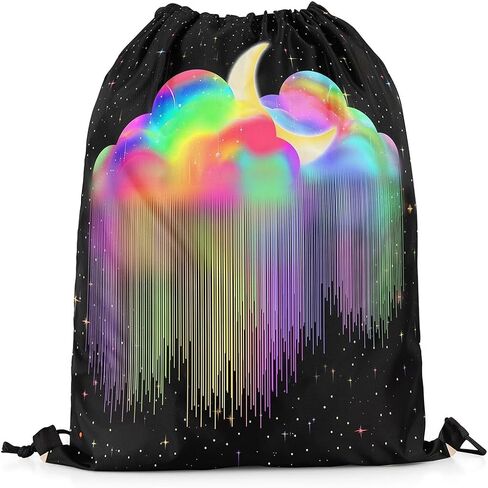 Lightning Drawstring Backpack 13"x16" Neon Light Lightning Print String Bag Sports Sackpack Cool Simple Modern Blue Lines Drawstring Bag for Adults Men Women in Kuwait