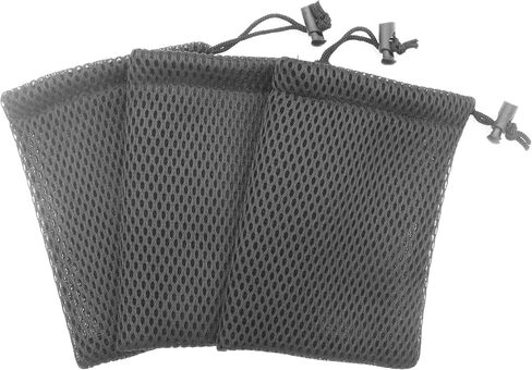 LBY 3pcs Mesh Drawstring Bag, 5.1'' x 3.5'' Small Storage Pouch String Bags, Polyester (Black) in Kuwait
