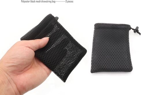 LBY 3pcs Mesh Drawstring Bag, 5.1'' x 3.5'' Small Storage Pouch String Bags, Polyester (Black) in Kuwait