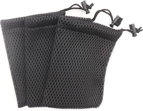 LBY 3pcs Mesh Drawstring Bag, 5.1'' x 3.5'' Small Storage Pouch String Bags, Polyester (Black) in Kuwait