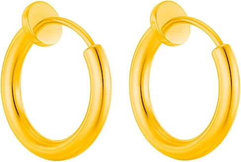 Stainless Steel Hoop Clip-on Earrings, No Piercing Required, Gold Black,Silver, 8/10mm Inner Diameter, Lightweight ER119 in Saudi Arabia