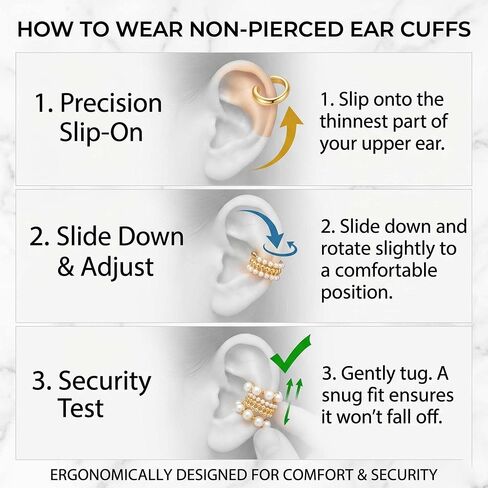 4 Pairs Ear Cuffs Non Piercing - Gold Pearl Ear Cuff Earrings for Women - Non Piercing Ear Cuffs Clip on Cartilage Earring Adjustable Fake Earrings Set in Saudi Arabia