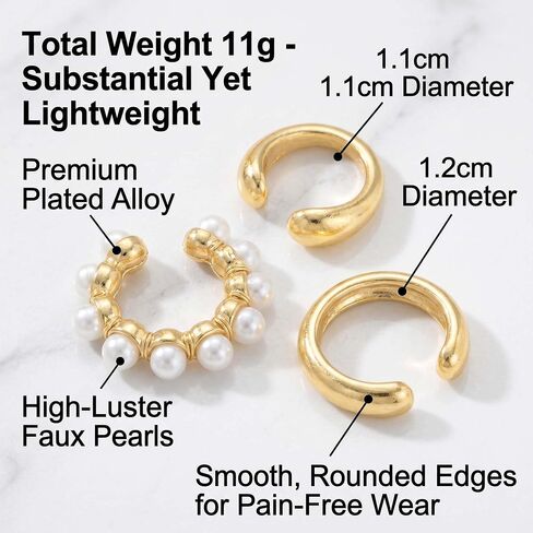 4 Pairs Ear Cuffs Non Piercing - Gold Pearl Ear Cuff Earrings for Women - Non Piercing Ear Cuffs Clip on Cartilage Earring Adjustable Fake Earrings Set in Saudi Arabia