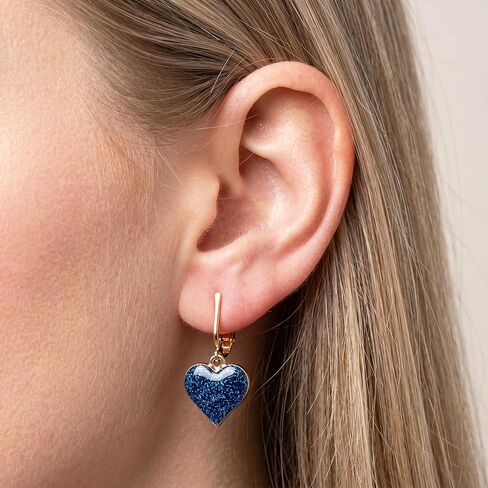Aloha Earrings Non Pierced Clip On Gold Tone Sparkle Heart Dangling Earrings in Kuwait