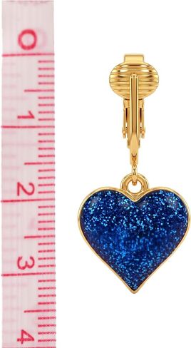Aloha Earrings Non Pierced Clip On Gold Tone Sparkle Heart Dangling Earrings in Kuwait