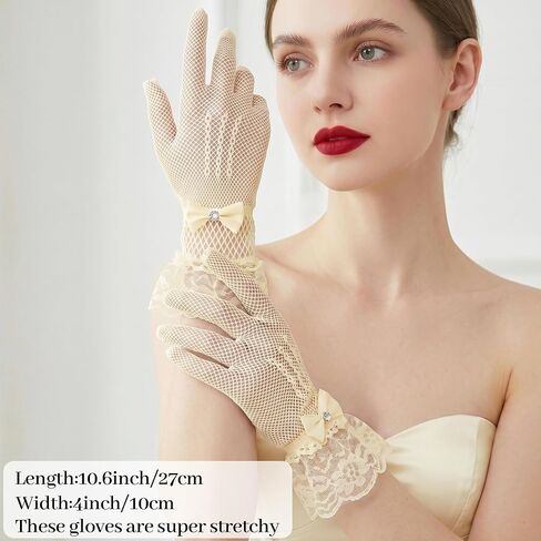 Rbenxia Lace Gloves Vintage Tea Party GlovesTea Party Accessories for Wedding Cocktail Halloween Dresses Opera Prom Costume in Kuwait