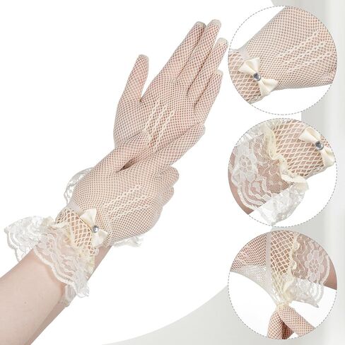 Rbenxia Lace Gloves Vintage Tea Party GlovesTea Party Accessories for Wedding Cocktail Halloween Dresses Opera Prom Costume in Kuwait