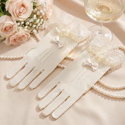 Rbenxia Lace Gloves Vintage Tea Party GlovesTea Party Accessories for Wedding Cocktail Halloween Dresses Opera Prom Costume in Kuwait